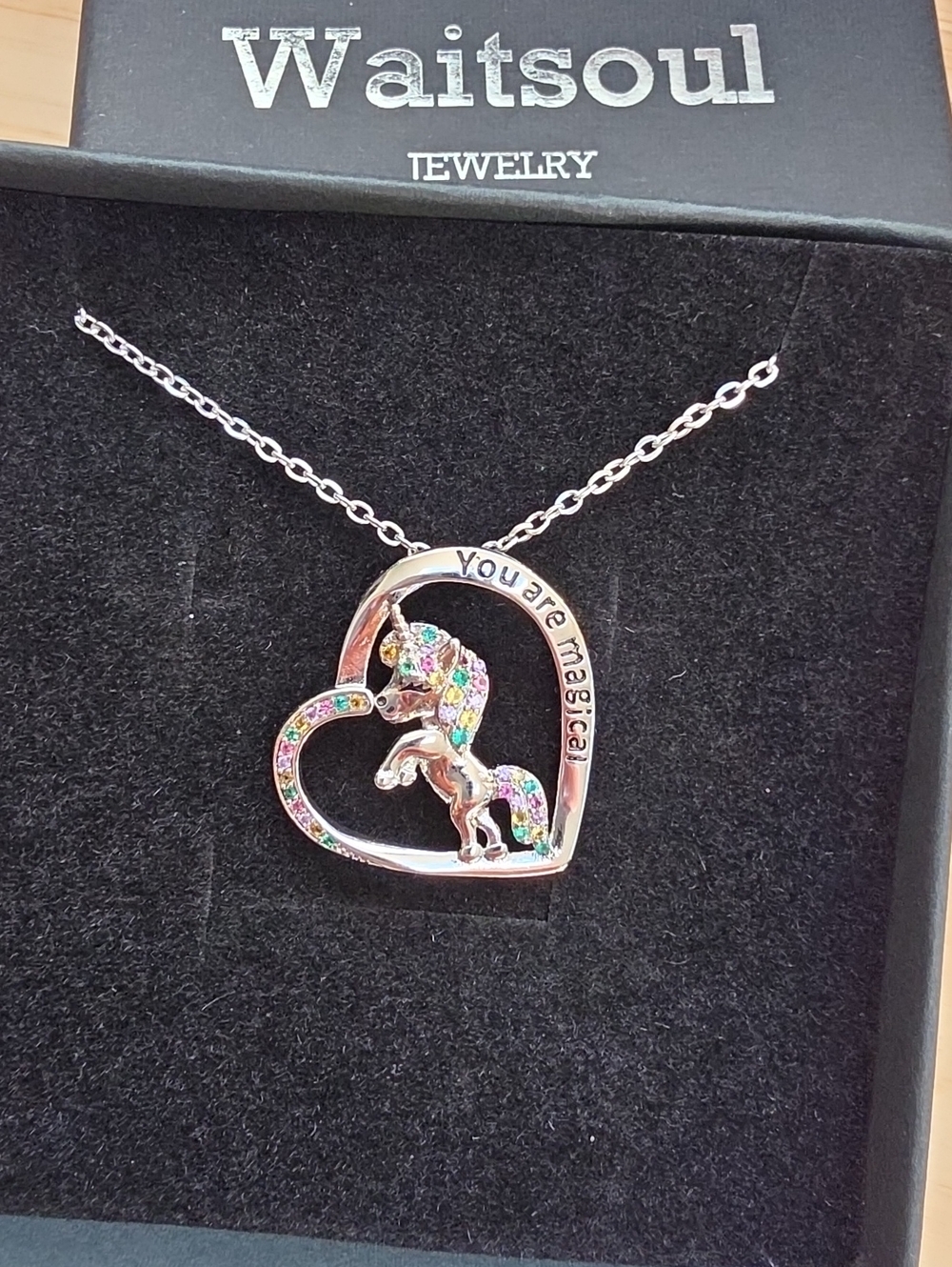 'You Are Magical' Multicolor Unicorn Heart Pendant Necklace #8